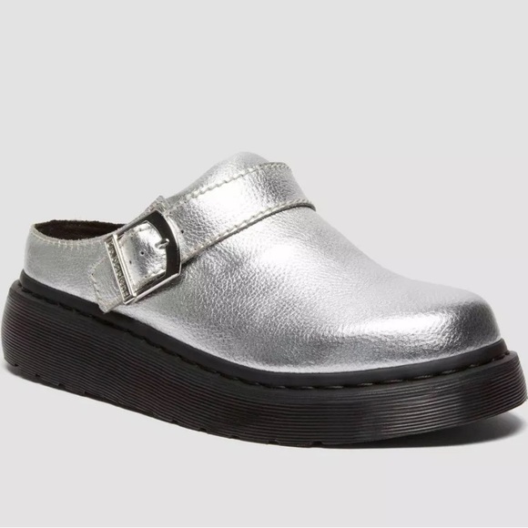 Dr. Martens Shoes - Dr. Martens Laketen Slingback Mule Tumbled Silver Metallic Size 8 NWOT